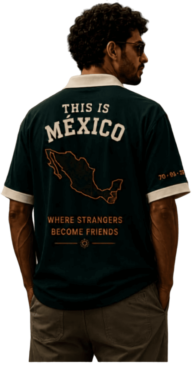 Modelo usando la playera TIMX This is México