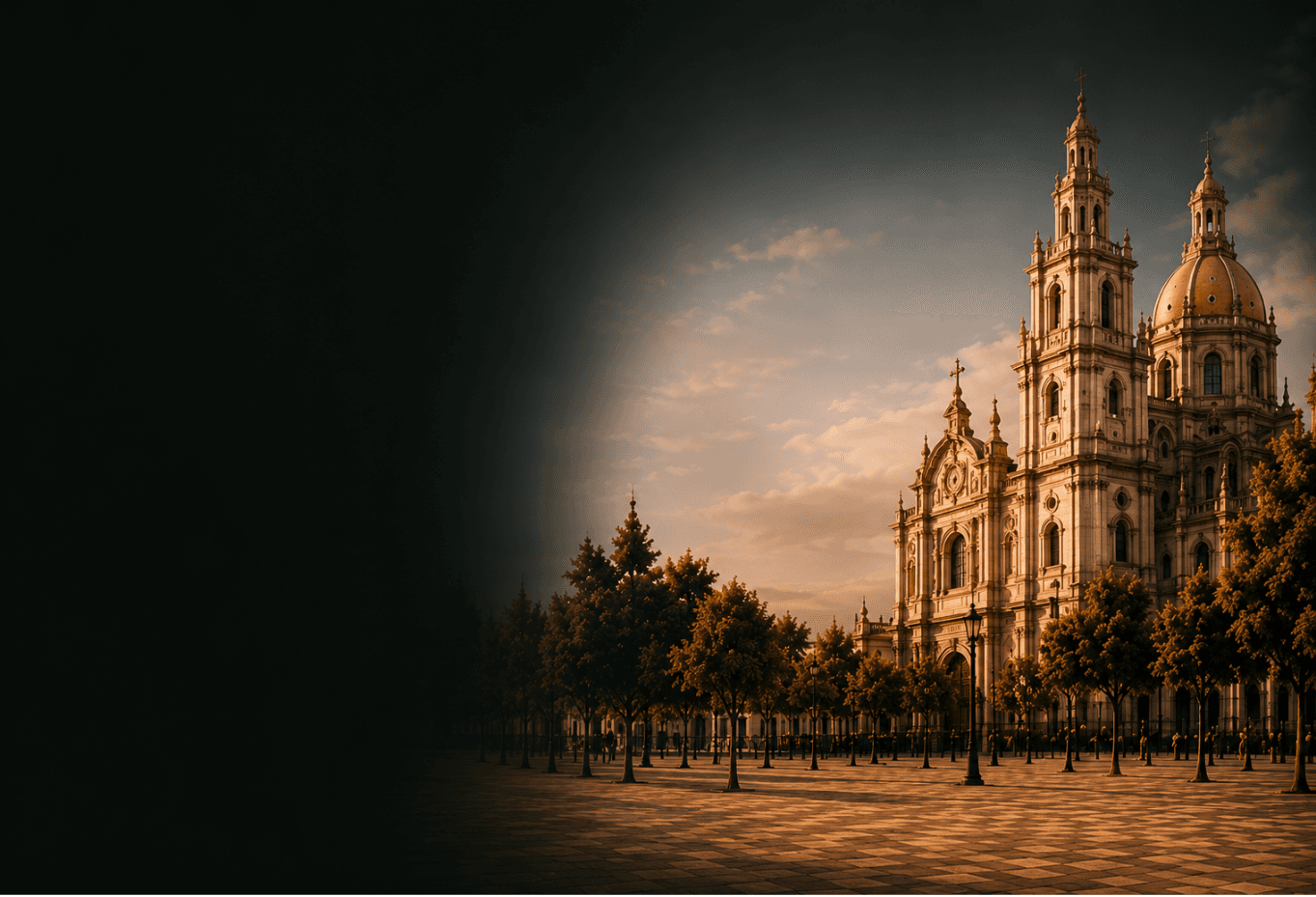 Catedral mexicana al atardecer